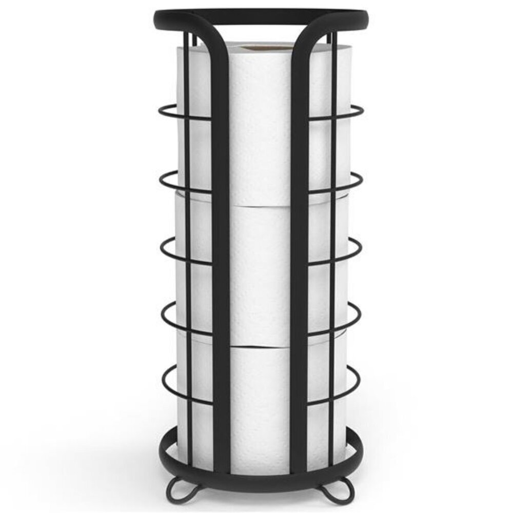 Trending Black Toilet Paper Holder Freestanding Bathroom Tissue Organizer Modern